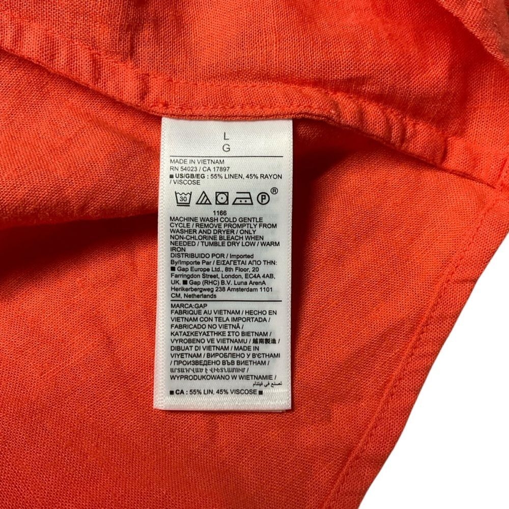 NWT Gap Linen-Blend Mini Dress Size L Blood Orange Lightweight Summer Dress - Picture 7 of 13